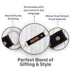 Black Vegan Leather Keychain with name