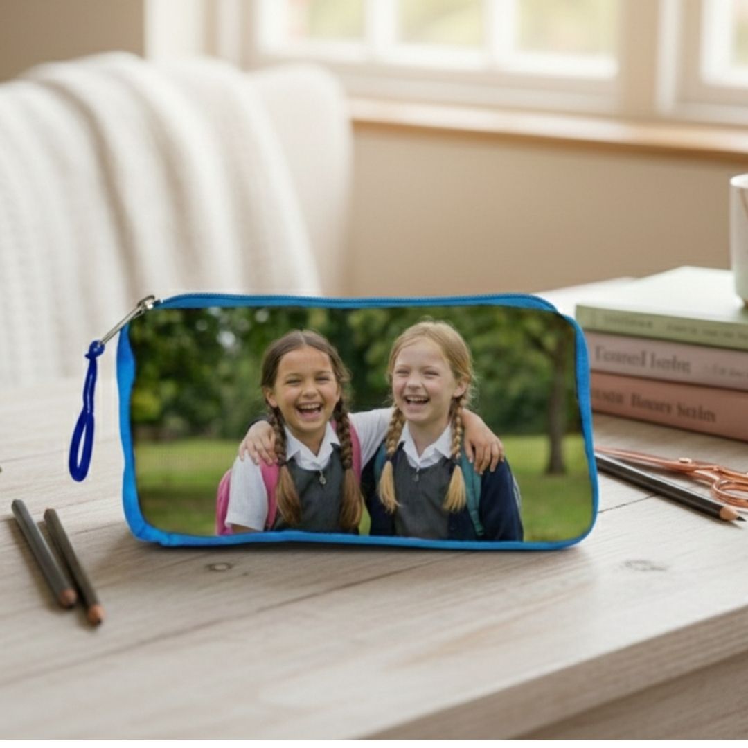 Customized Photo Blue Kids Pouch
