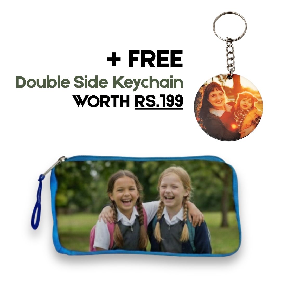 Customized Photo Blue Kids Pouch