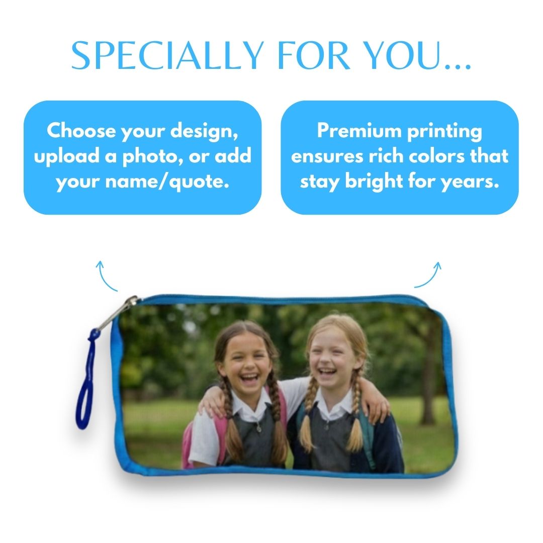 Customized Photo Blue Kids Pouch