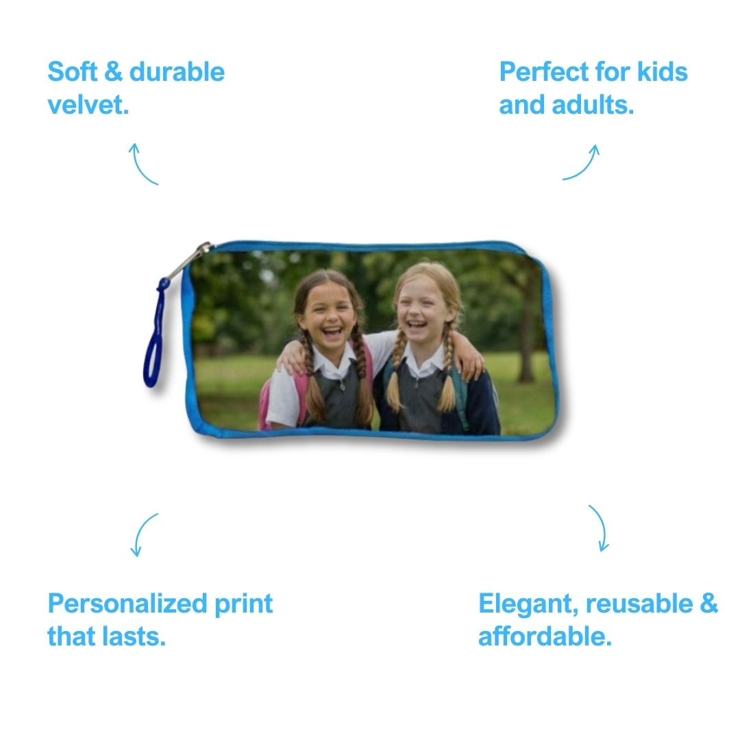 Customized Photo Blue Kids Pouch