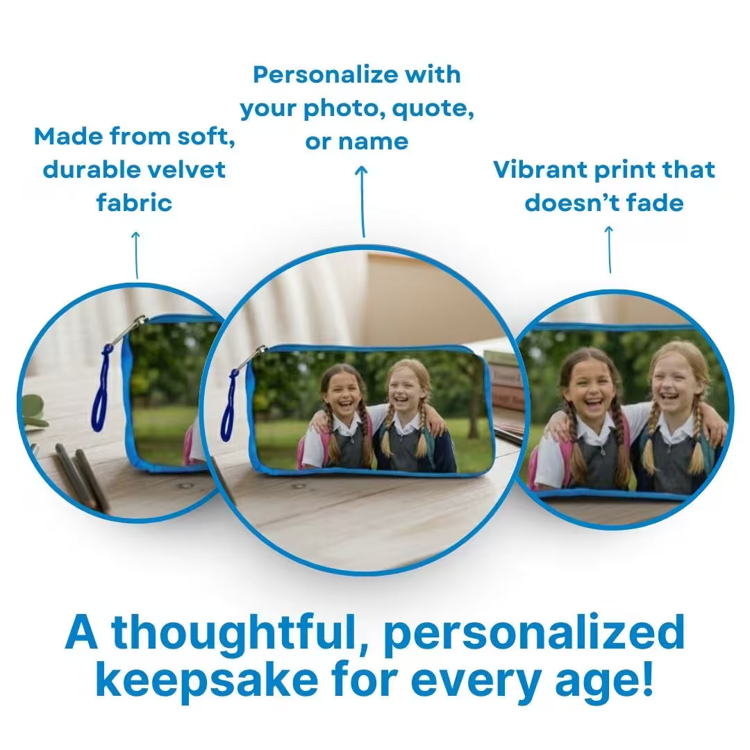 Customized Photo Blue Kids Pouch