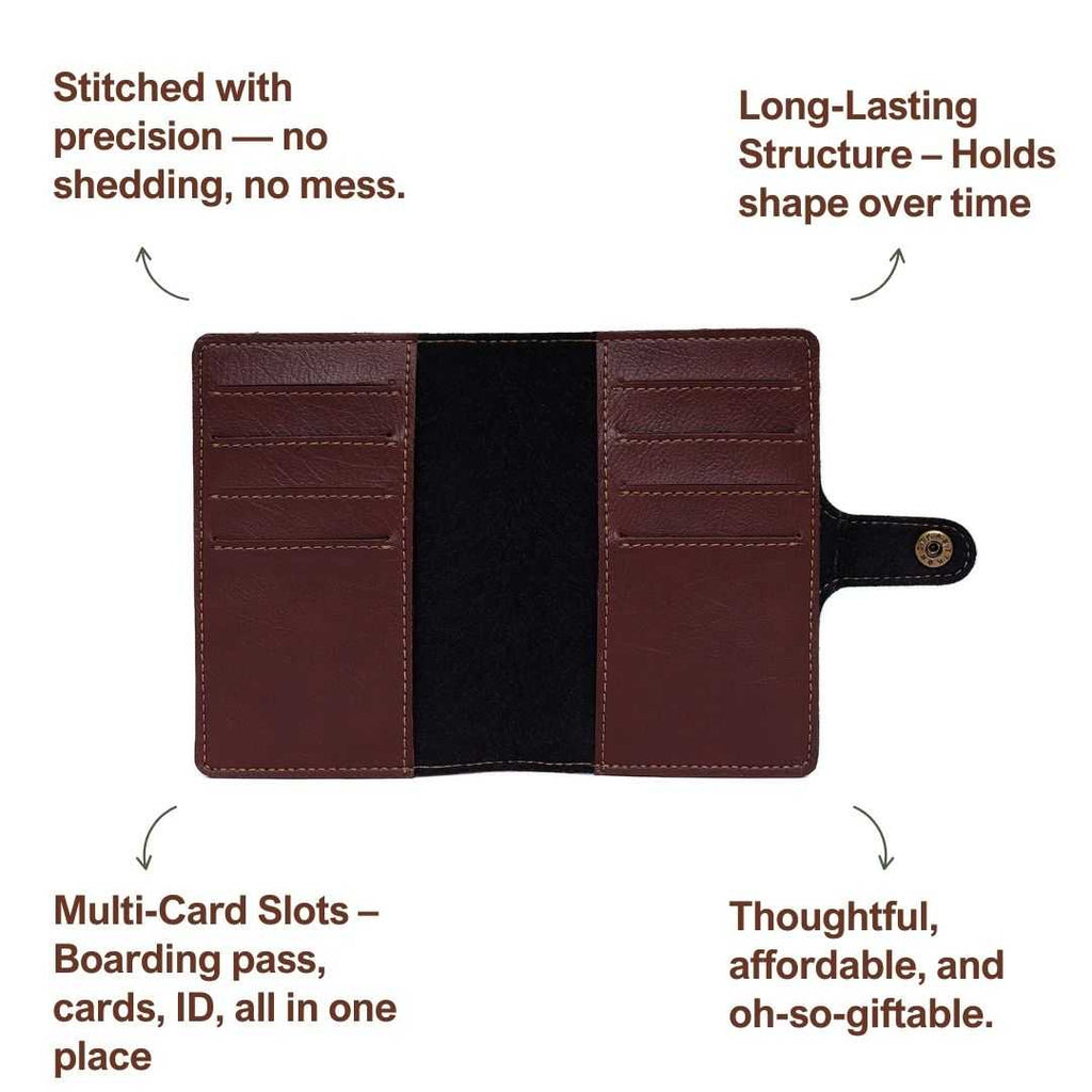 Personalized Button Passport Cover - Dark Brown