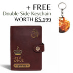 Personalized Button Passport Cover - Dark Brown