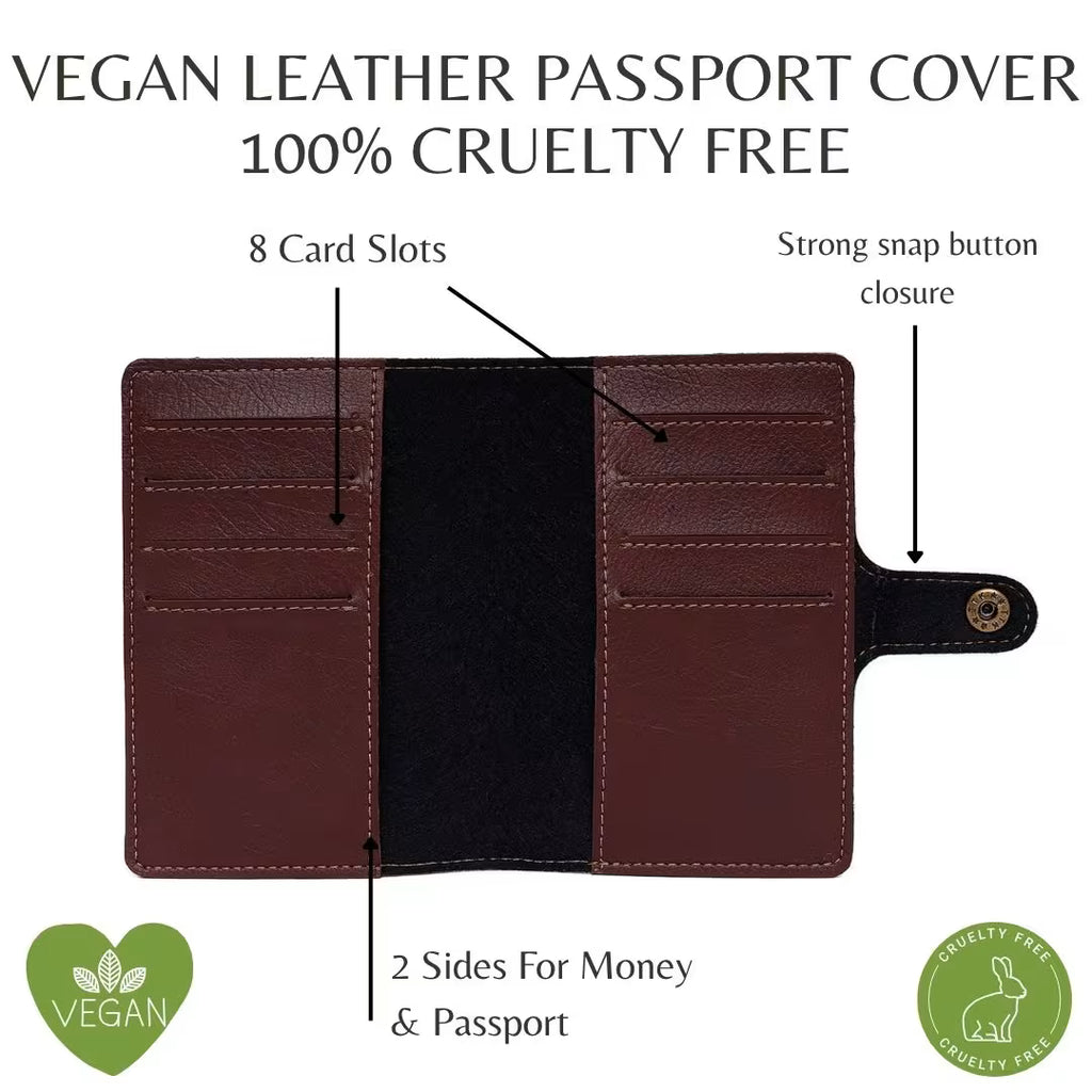 Personalized Button Passport Cover - Dark Brown