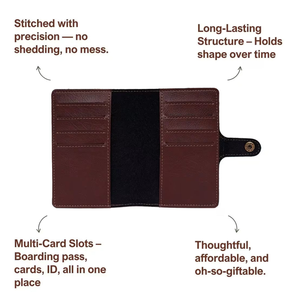 Personalized Button Passport Cover - Dark Brown