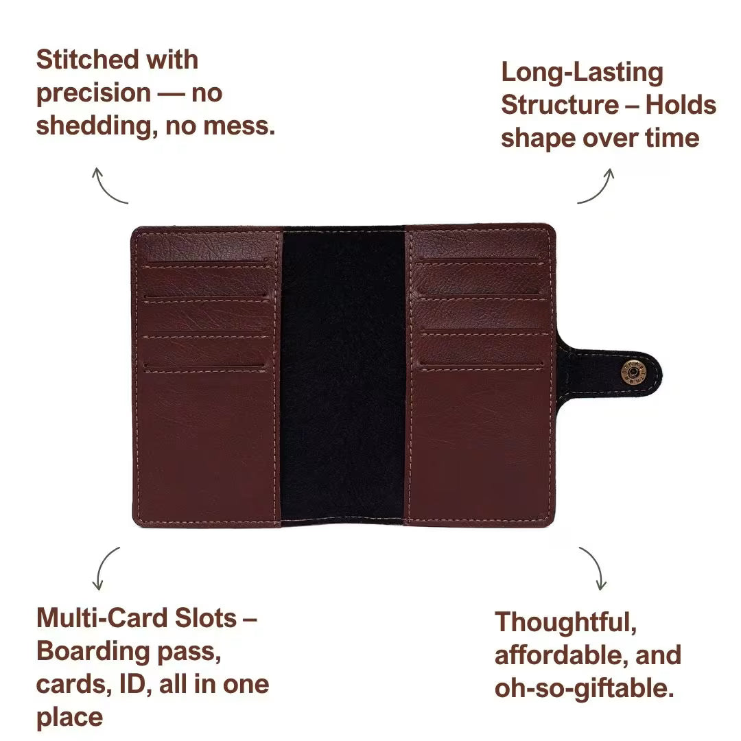 Personalized Button Passport Cover - Dark Brown