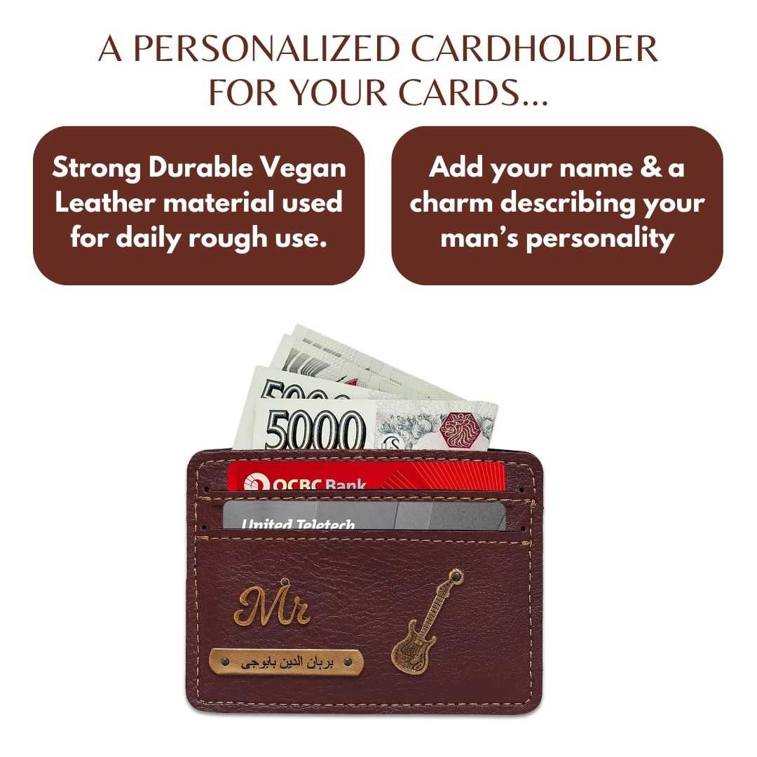 Customized Dark Brown Card Holder with Name
