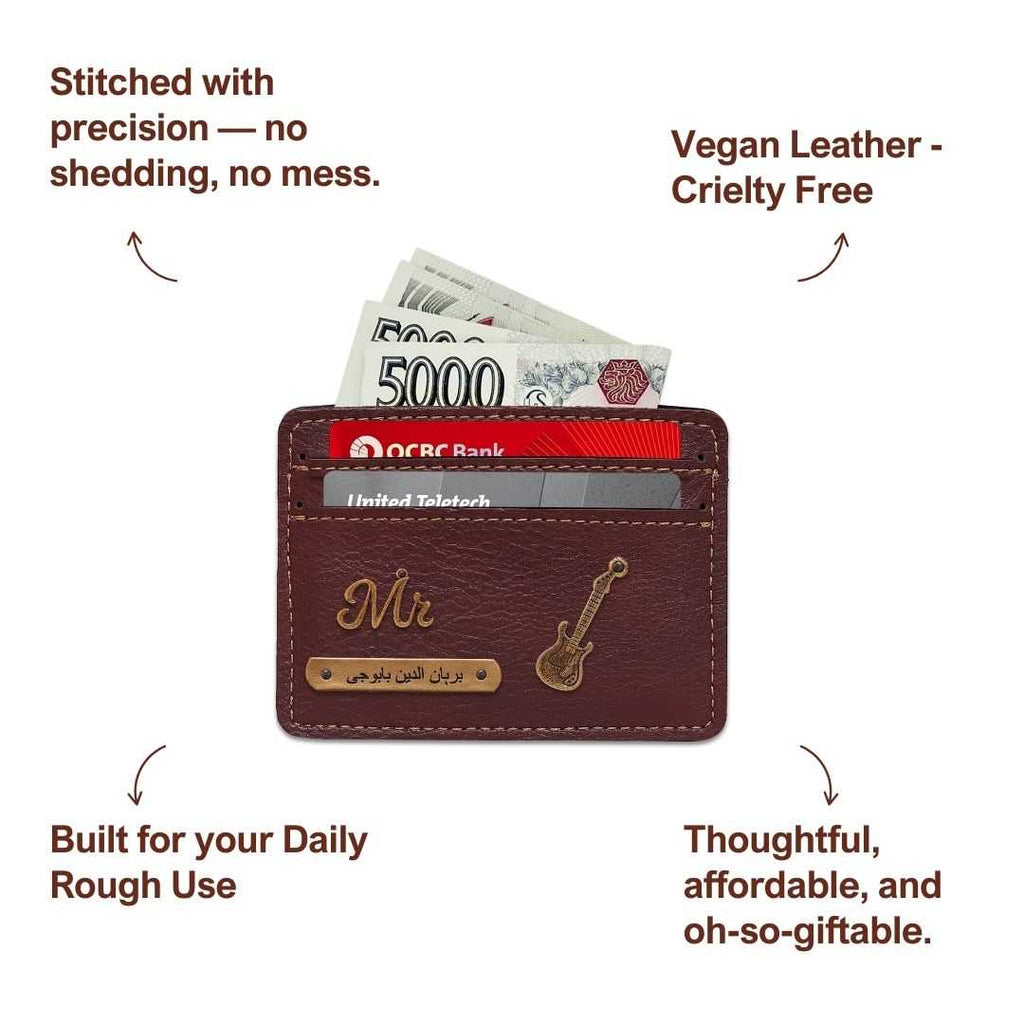 Customized Dark Brown Card Holder with Name