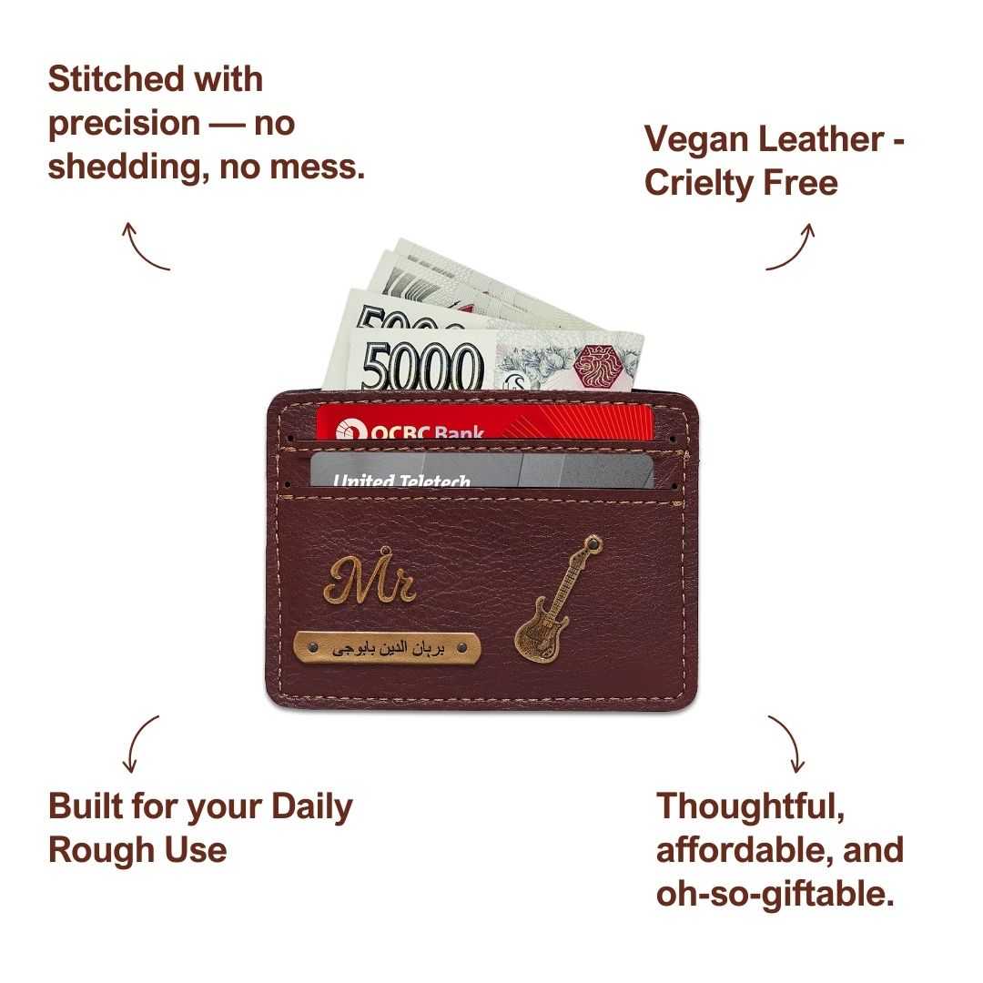 Customized Dark Brown Card Holder with Name