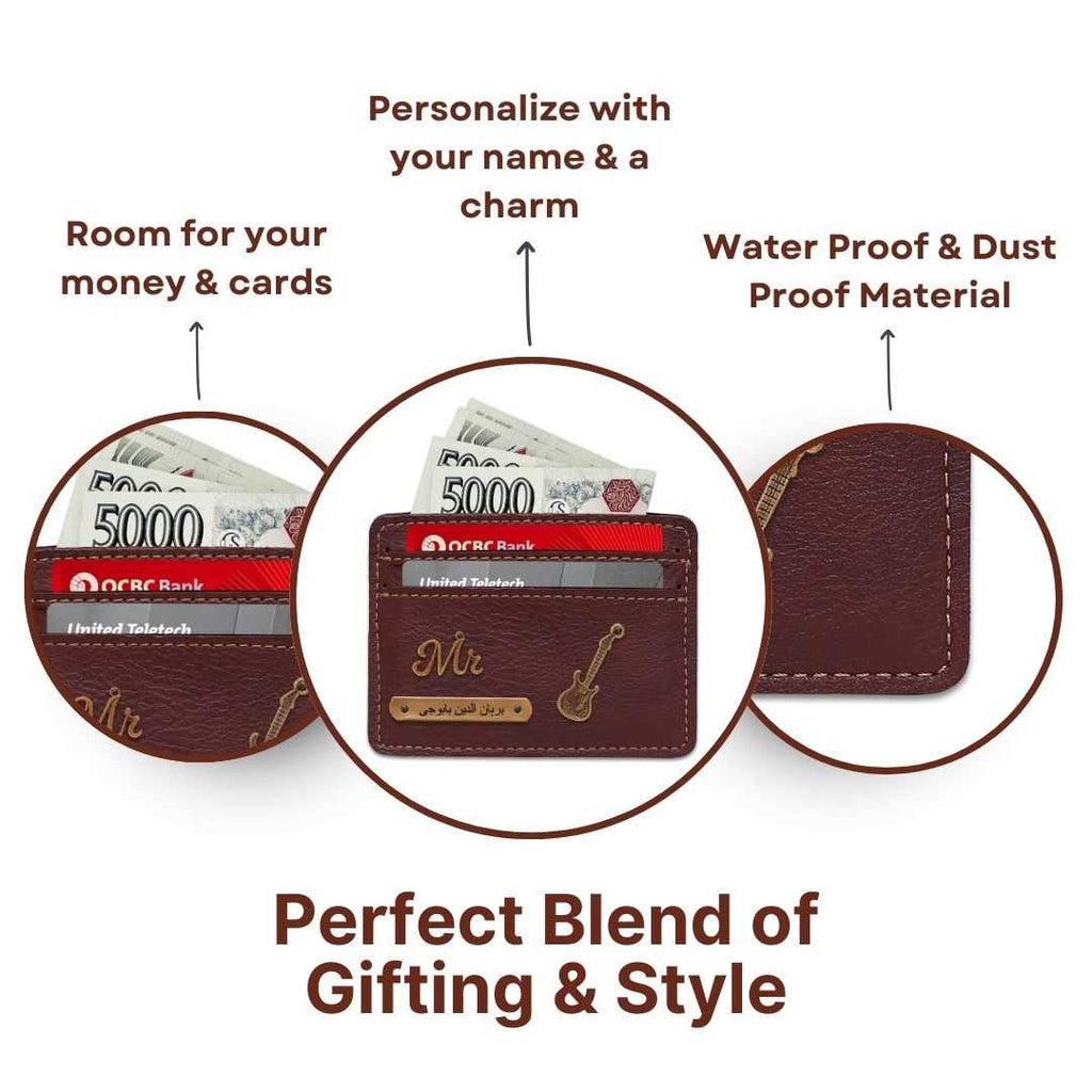 Customized Dark Brown Card Holder with Name
