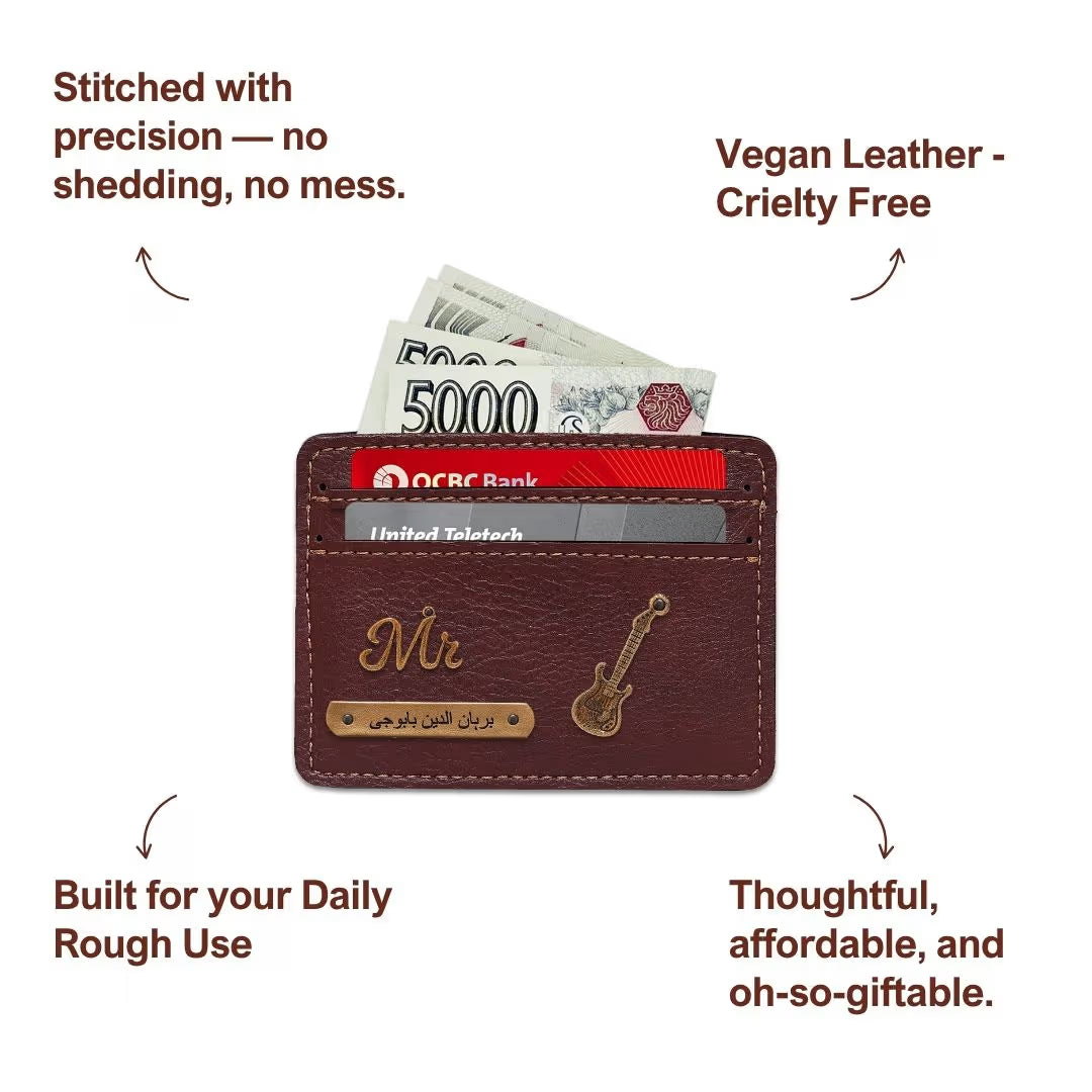 Customized Dark Brown Card Holder with Name