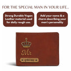 Personalized Chain Wallet with Name & Charm - Brown