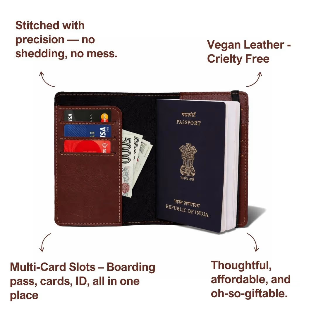 Personalized Elastic Closure Passport Cover - Dark Brown