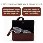 Personalized Dark Brown Sunglass Cover with Name & Charm