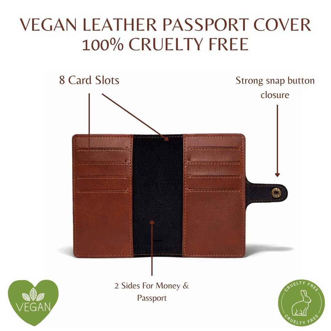 Personalized Button Passport Cover - Brown