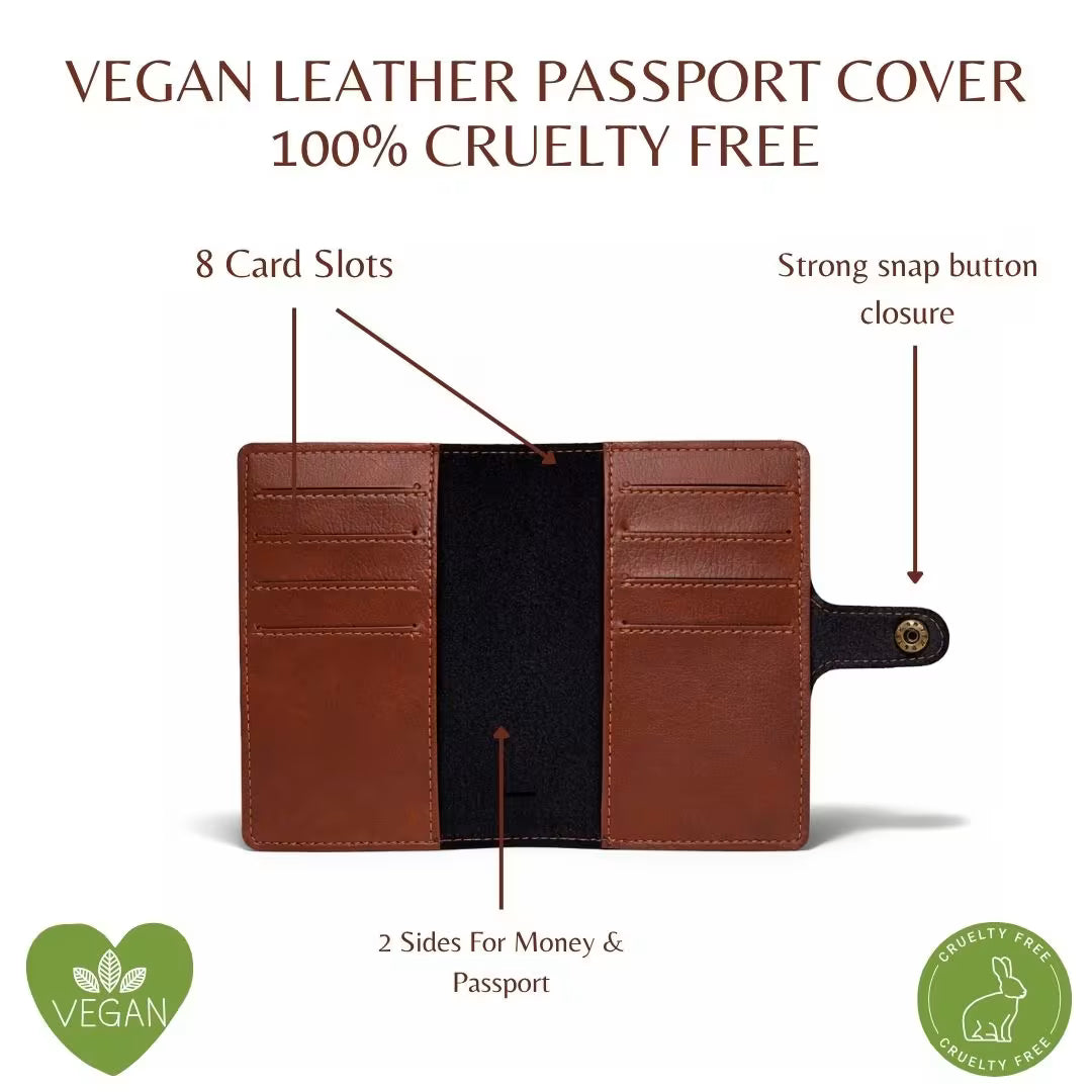 Personalized Button Passport Cover - Brown