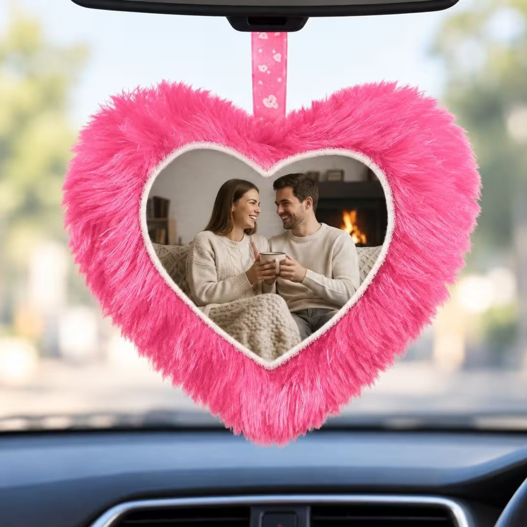 Pink Mini Heart Customized Photo Furr Pillow