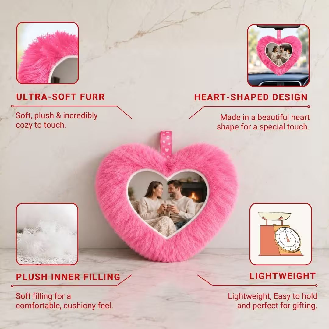 Pink Mini Heart Customized Photo Furr Pillow