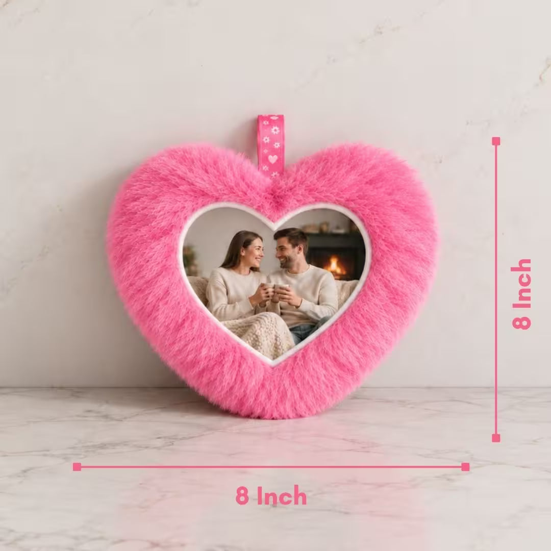 Pink Mini Heart Customized Photo Furr Pillow