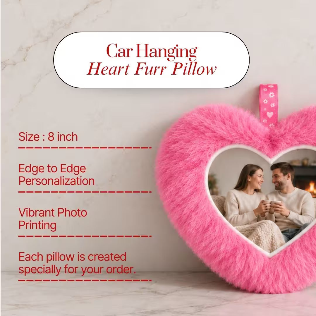 Pink Mini Heart Customized Photo Furr Pillow