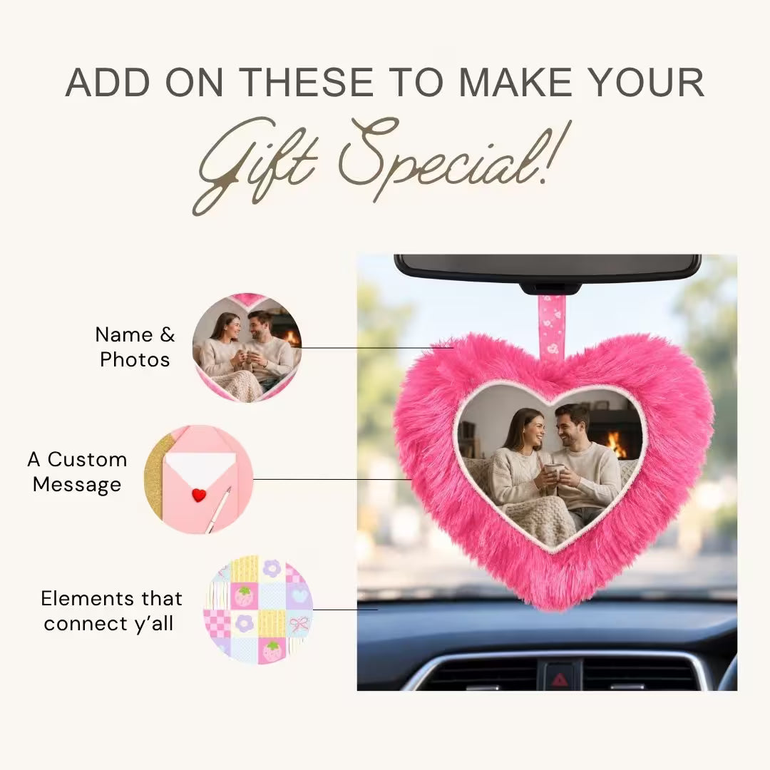 Pink Mini Heart Customized Photo Furr Pillow