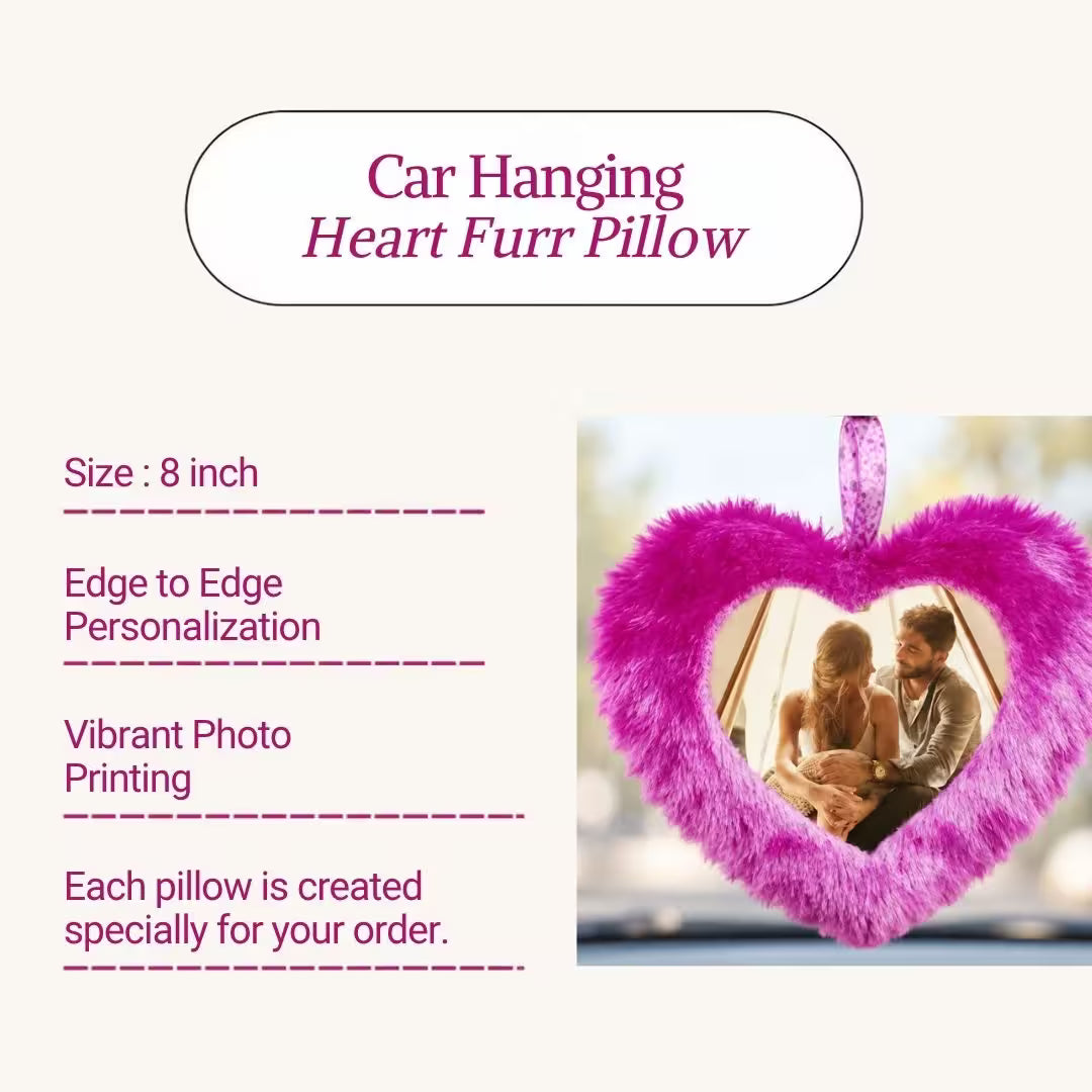 Purple Mini Heart Photo Furr Pillow