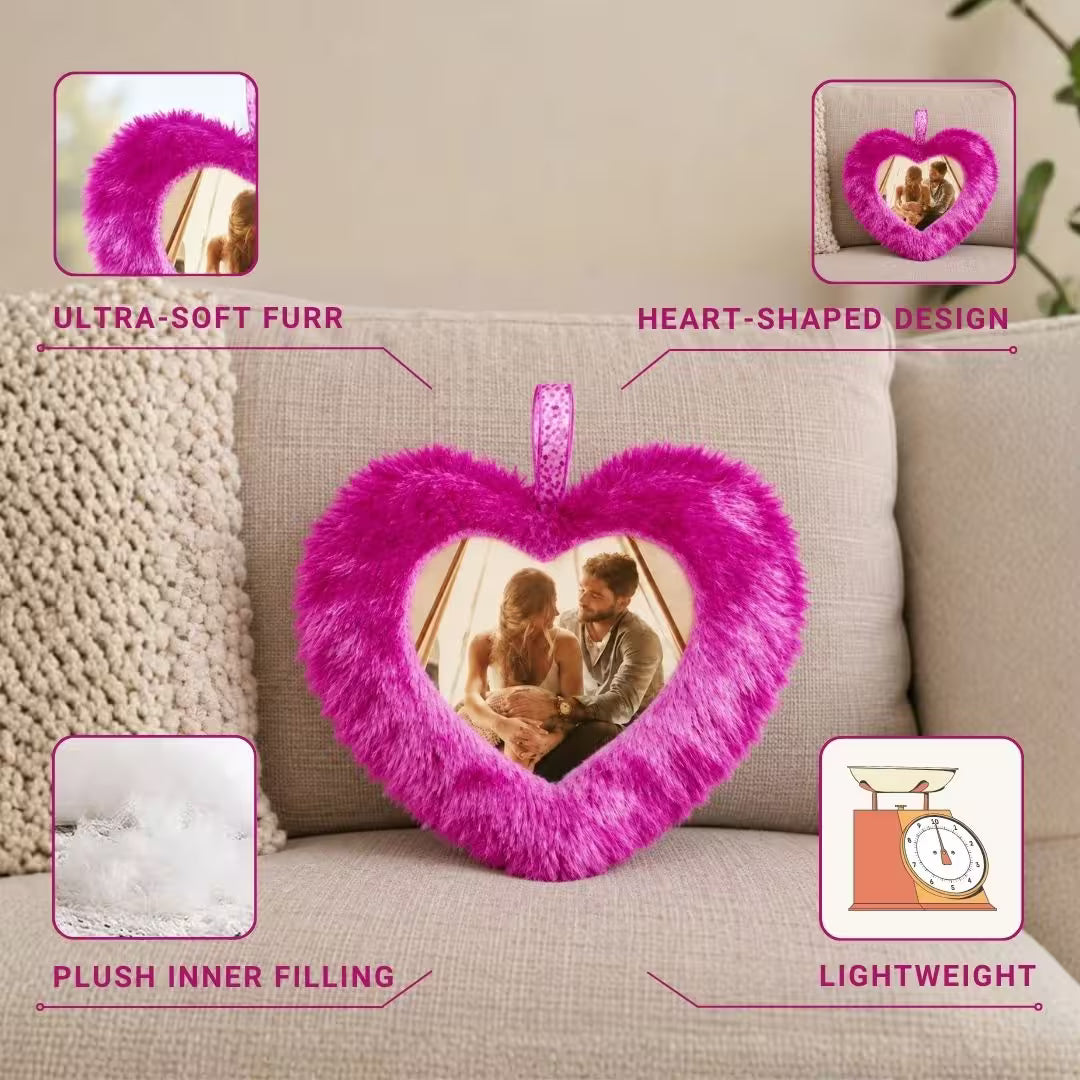 Purple Mini Heart Photo Furr Pillow