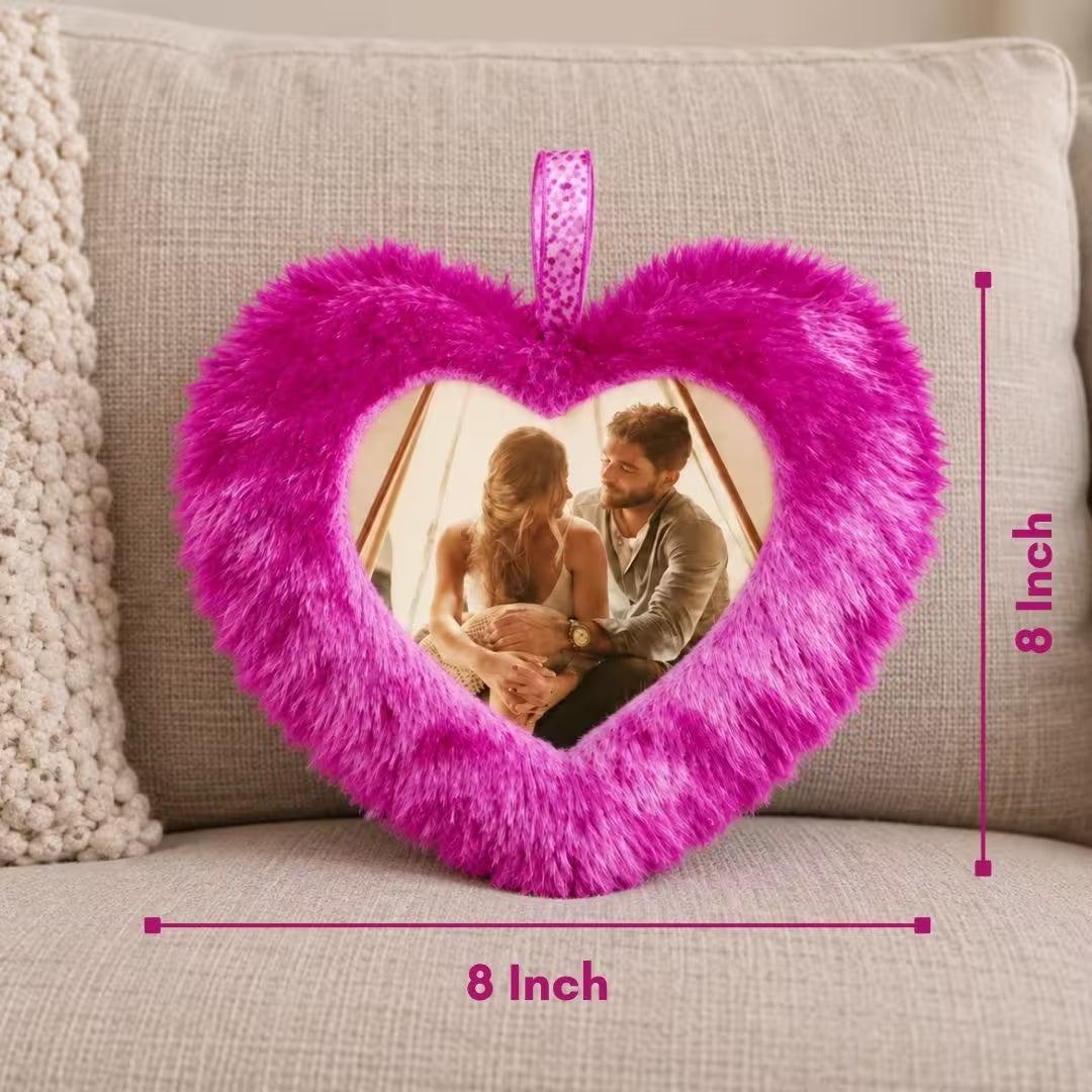 Purple Mini Heart Photo Furr Pillow