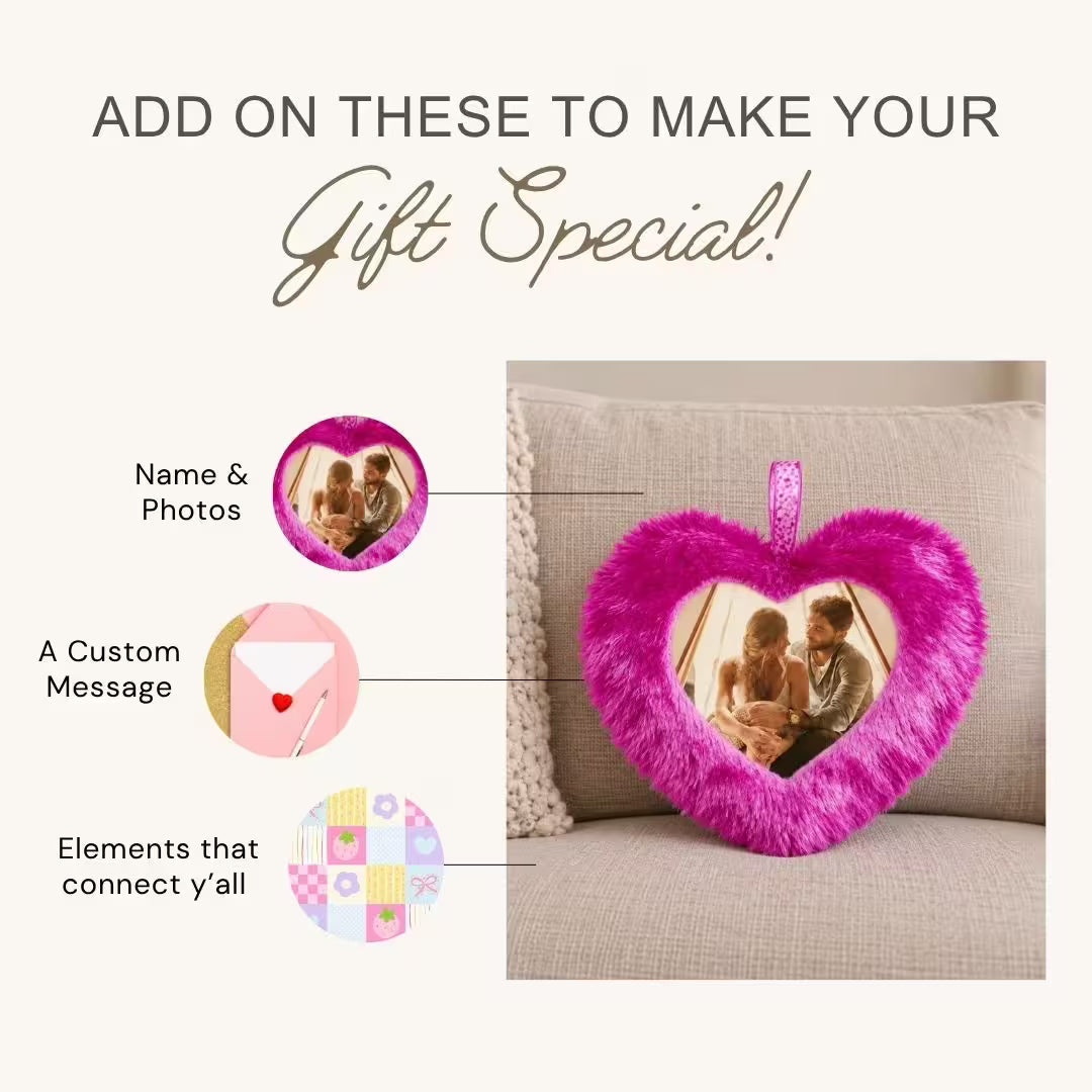 Purple Mini Heart Photo Furr Pillow