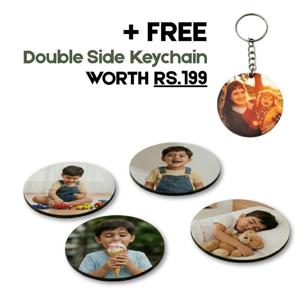 Customized Photo Circle Tea Coaster - Set of 4