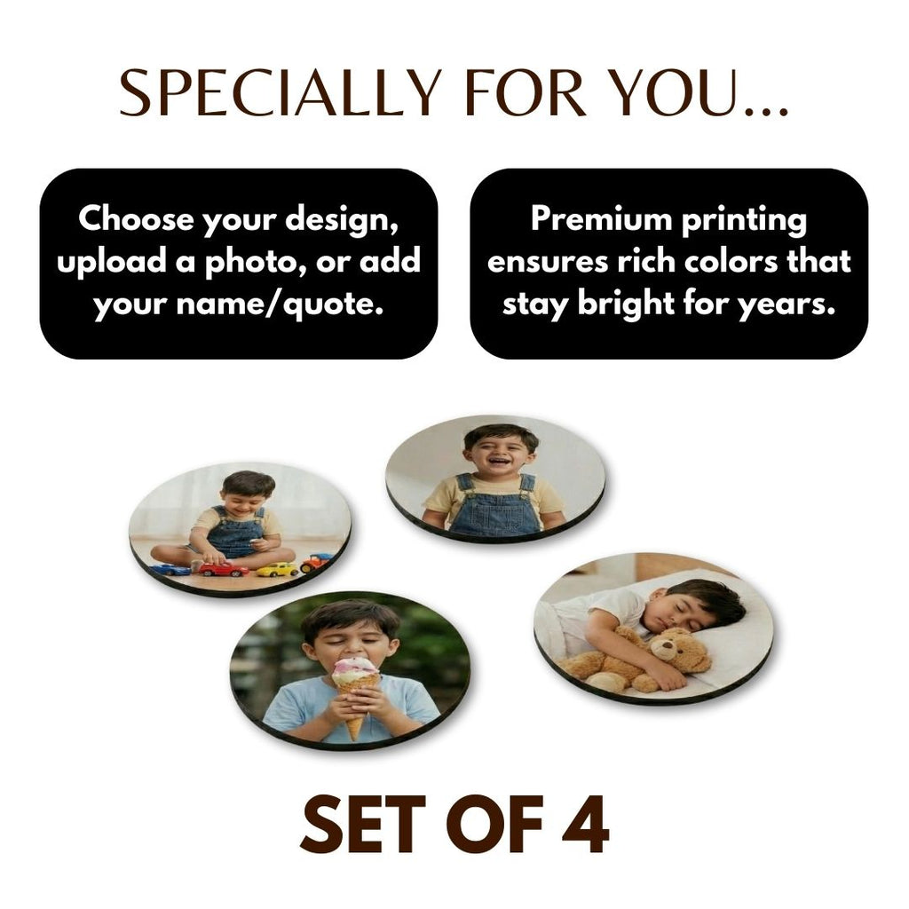 Customized Photo Circle Tea Coaster - Set of 4