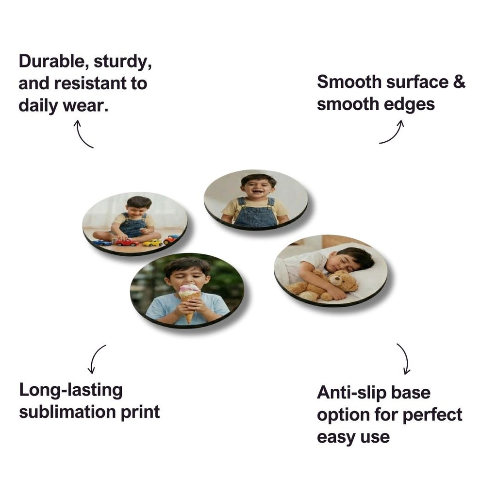 Customized Photo Circle Tea Coaster - Set of 4