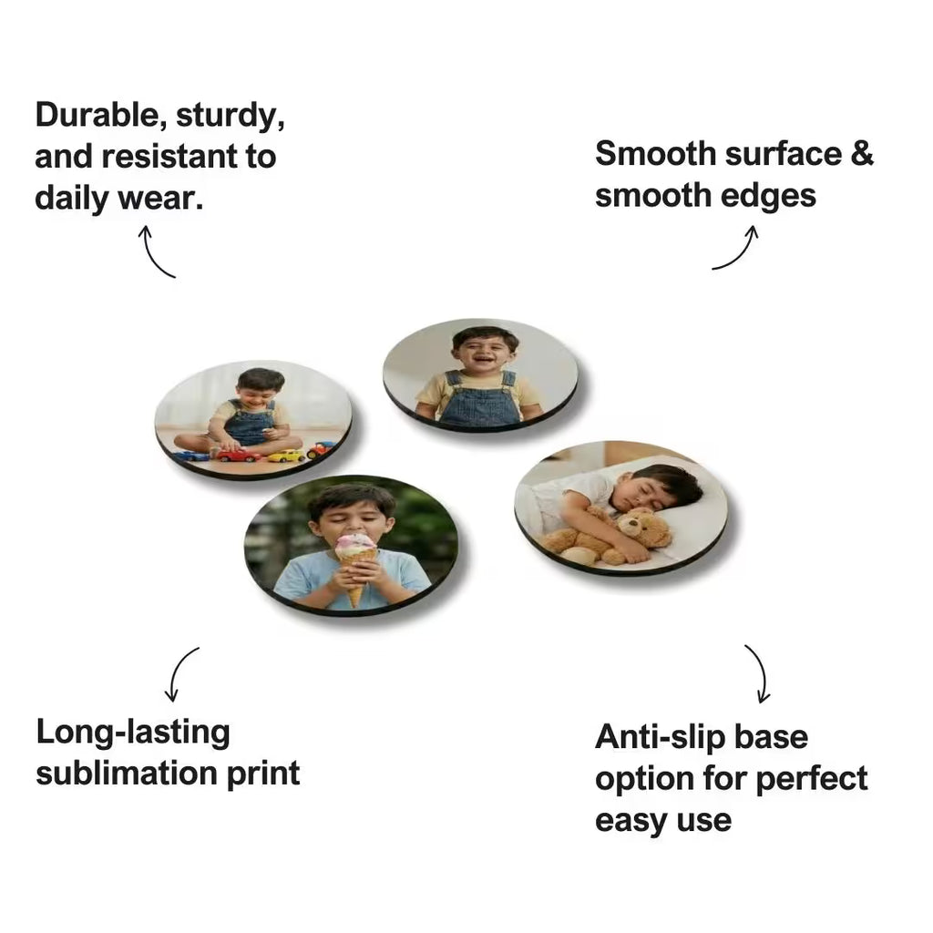 Customized Photo Circle Tea Coaster - Set of 4