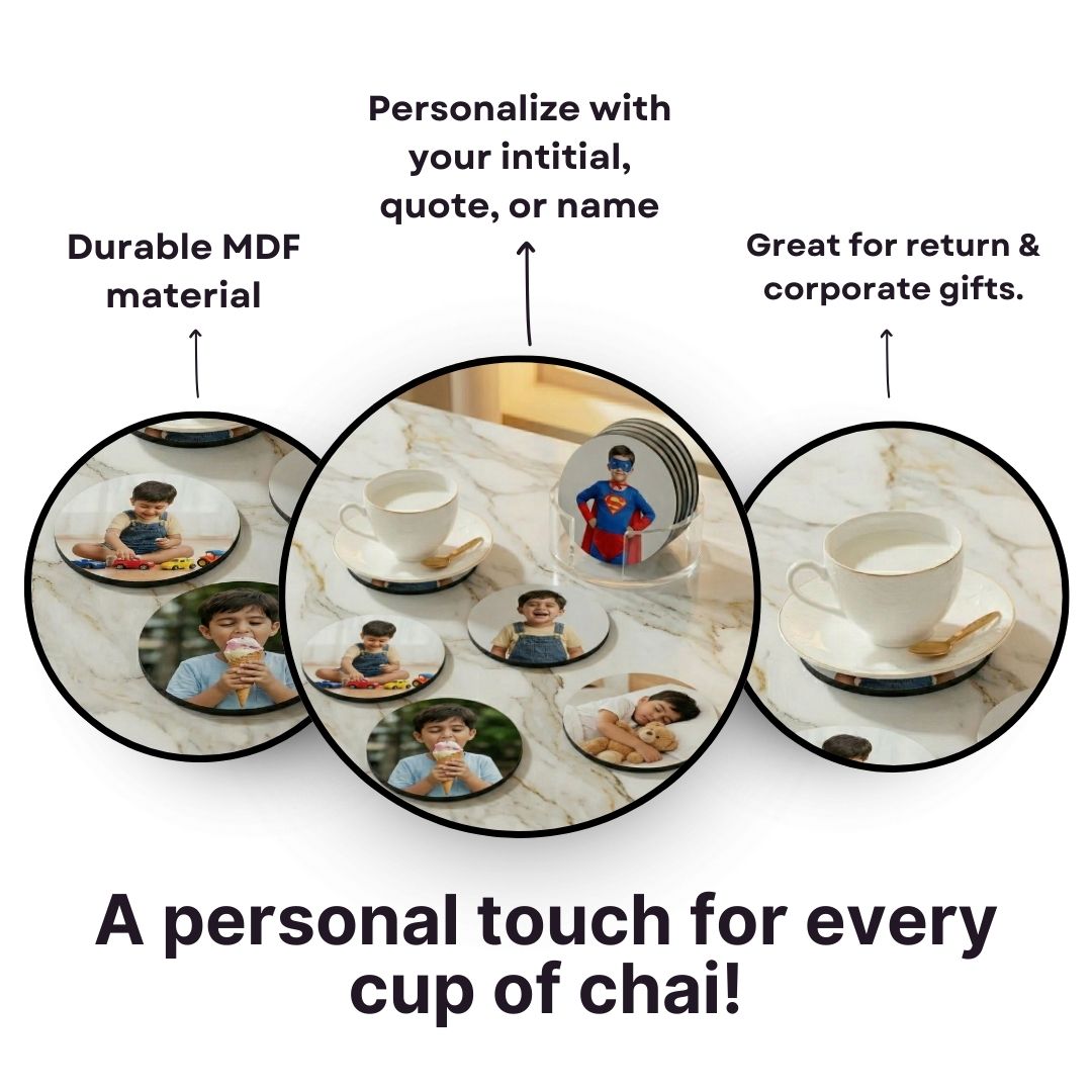 Customized Photo Circle Tea Coaster - Set of 4