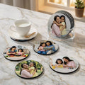 Personalized MDF Wooden Photo Circle Coasters for Mom (Set of 4)