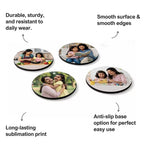 Personalized MDF Wooden Photo Circle Coasters for Mom (Set of 4)
