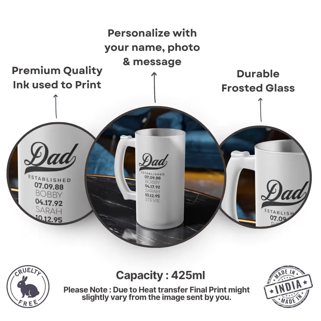 Personalized Dad Frosted Glass Beer Mug
