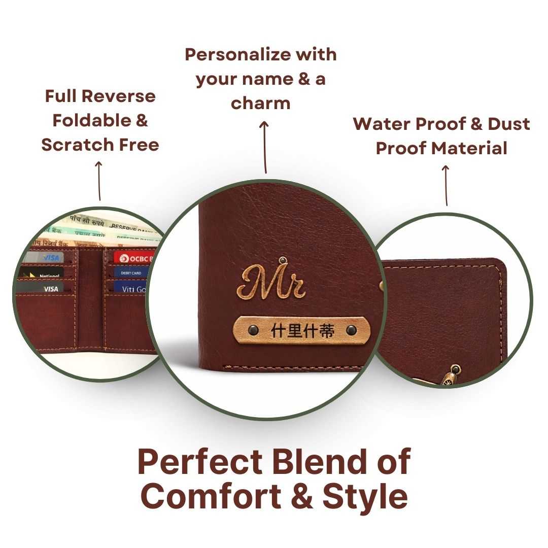 Personalized Dark Brown Wallet with Name for Men
