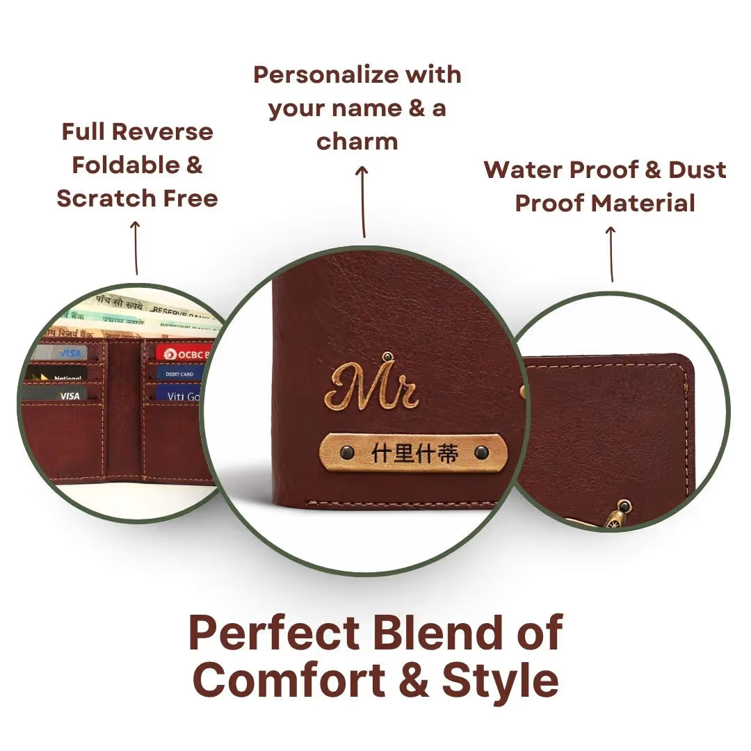 Personalized Dark Brown Wallet with Name for Men