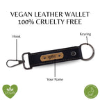 Black Vegan Leather Keychain with name (Black Hook)