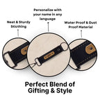 Black Vegan Leather Keychain with name (Black Hook)