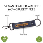 Grey Vegan Leather Keychain with name (Black Hook)