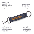 Grey Vegan Leather Keychain with name (Black Hook)