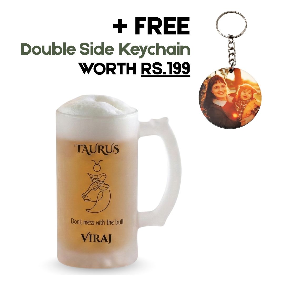 Name & Zodiac Sign Personalized Frosted Beer Mug