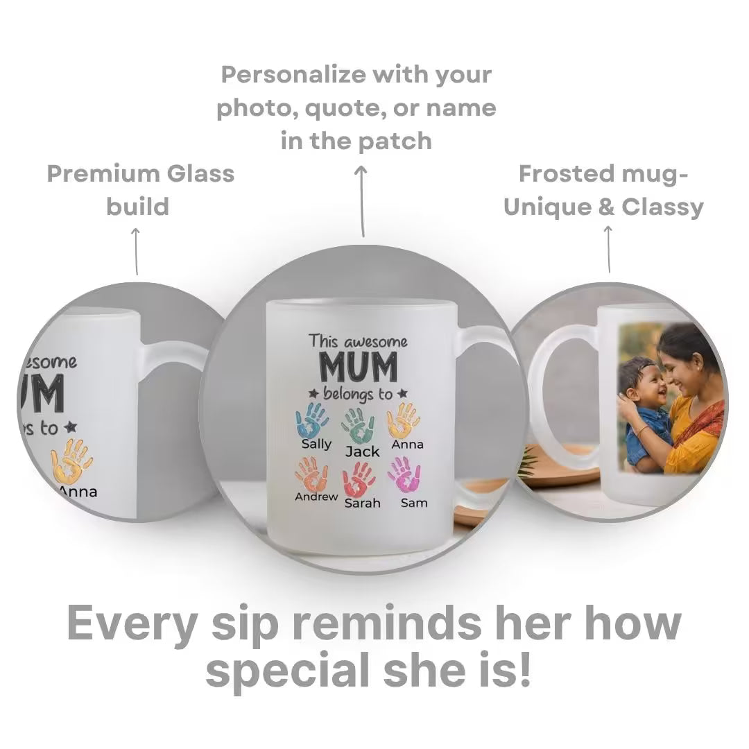 Personalized Frosted Glass "Awesome Mum" Photo Mug