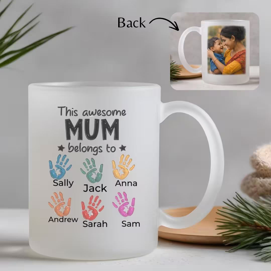 Personalized Frosted Glass "Awesome Mum" Photo Mug