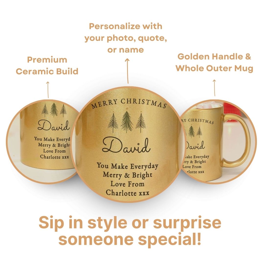 Golden Ceramic Customized Photo Mug
