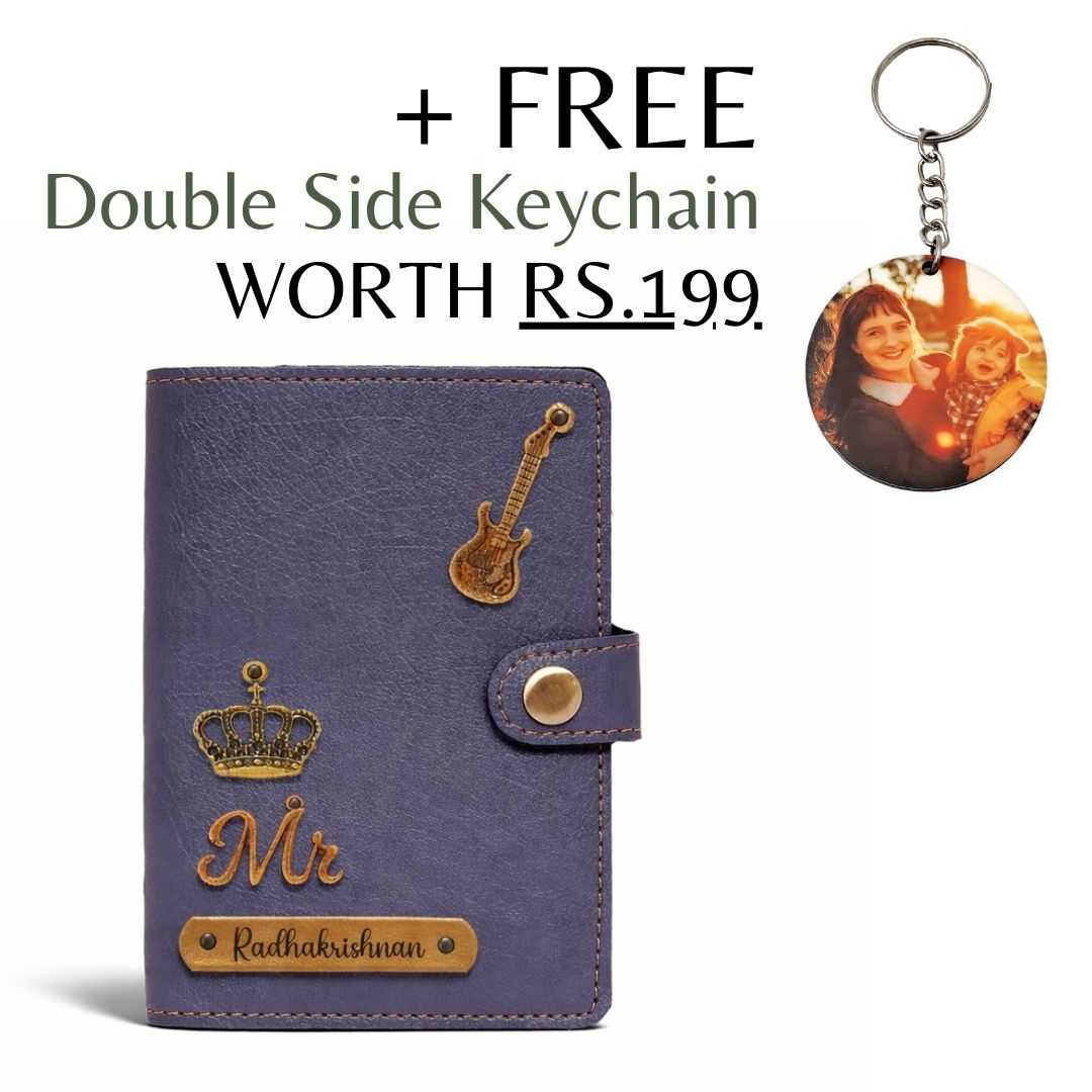 Personalized Button Passport Cover - Grey