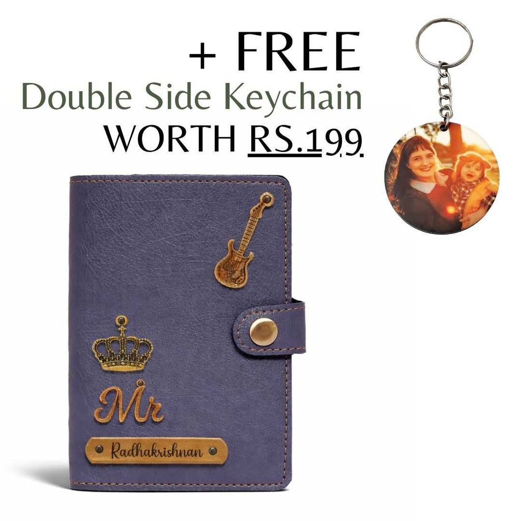 Personalized Button Passport Cover - Grey